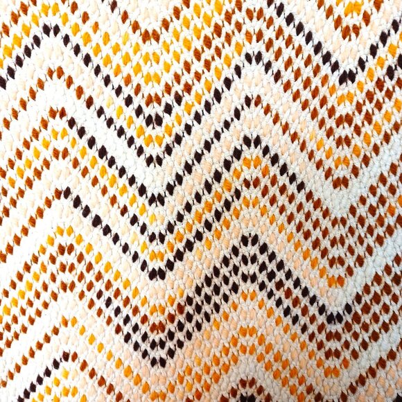 Vintage Chevron Crochet Blanket Throw Handmade By Louise - Orange & Brown Zigzag - Picture 2 of 5